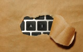 A piece of cardboard with a keyboard appearing through it